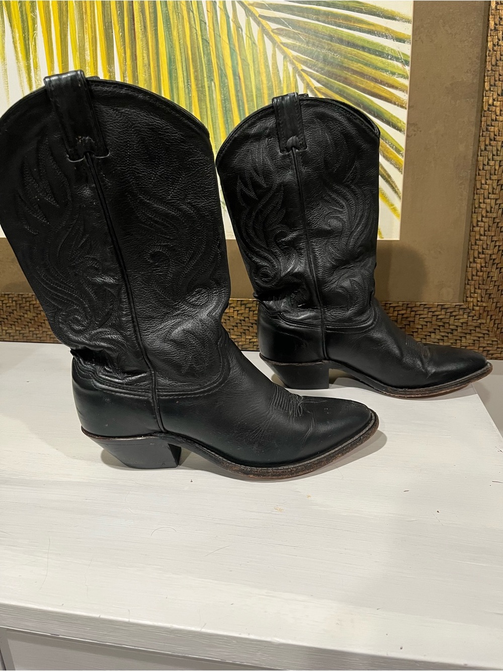 Classic Black Leather Abilene Women's Cowboy Boots
